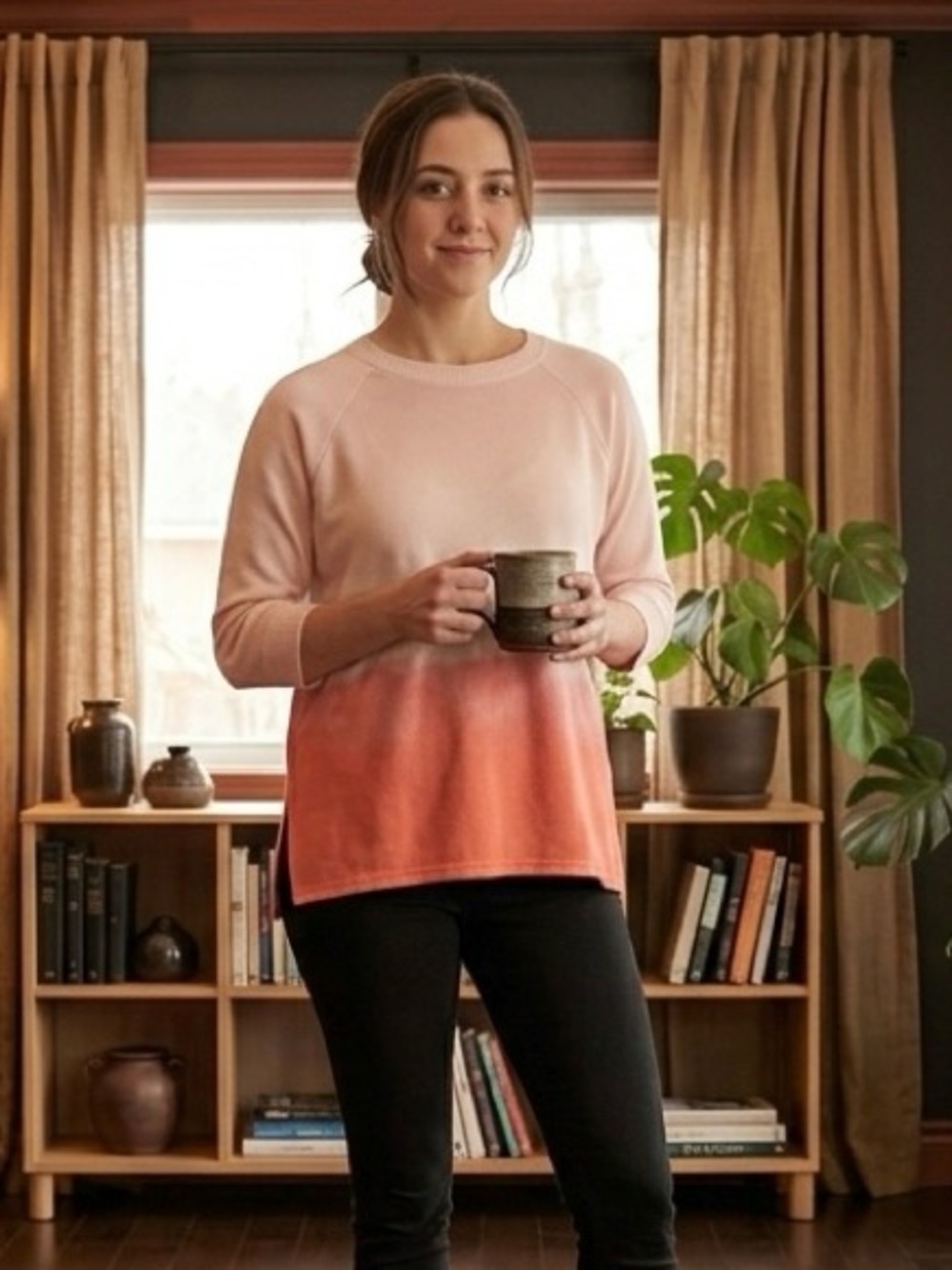 Secret Treasures Pink to Coral Ombre Pullover Top